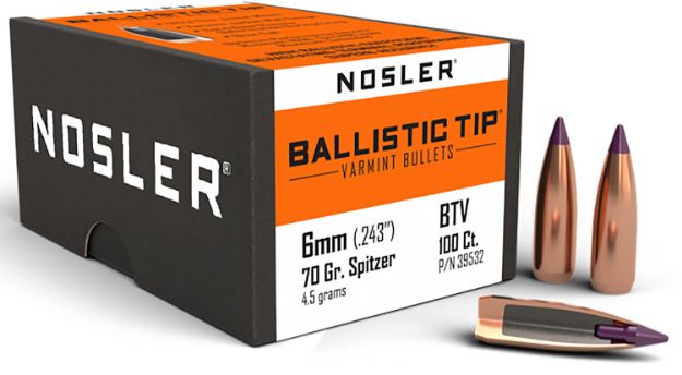 Picture of Nosler 39532 Ballistic Tip  6mm 70gr Spitzer Point 100/Box