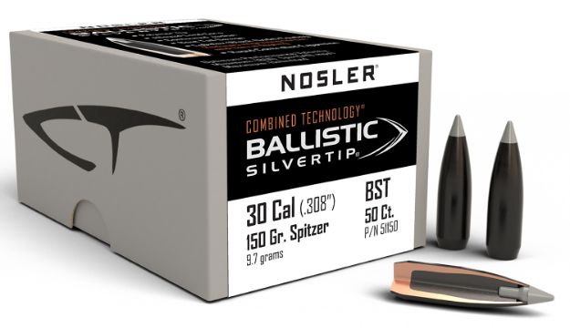 Picture of Nosler 51150 Ballistic Silvertip  30Cal 150gr Spitzer 50/Box