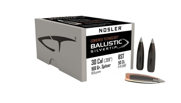 Picture of Nosler 51160 Ballistic Silvertip  30Cal 168gr Spitzer Point 50/Box