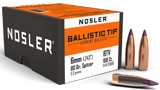 Picture of Nosler 24080 Ballistic Tip  6mm 80gr Spitzer Point 100/Box