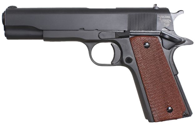 Picture of Taylors & Company 230006 1911 Traditional 45 ACP Caliber with 5" Barrel, 7+1 Capacity, Overall Black Parkerized Finish Steel, Beavertail Frame, Serrated Slide & Checkered Walnut Grip