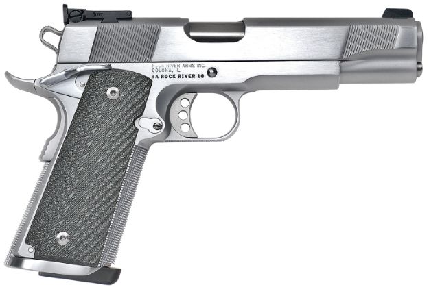 Picture of Rock River Arms PS2400 PS2400 Limited Match 45 ACP 7+1, 5" Stainless National Match Barrel, Brushed Chrome Serrated Steel Slide & Frame w/Beavertail, Black G10 Grip, Ambidextrous