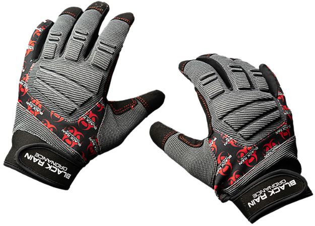 Picture of Black Rain Ordnance TACTGLOVEGRY/BLK/RD Tactical Gloves  Black/Gray/Red Small Velcro