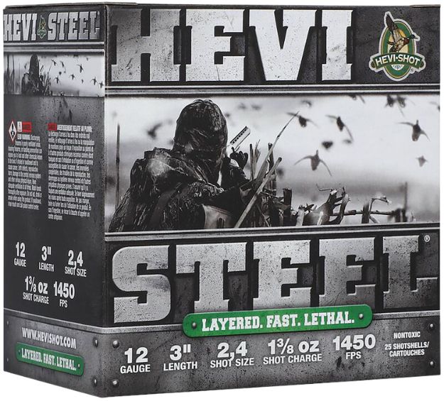 Picture of HEVI-Shot HS60024 HEVI-Steel Waterfowl 12Gauge 3" 1 3/8oz 2/4Shot 25 Per Box/10 Case