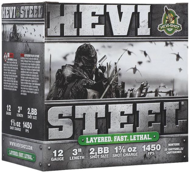 Picture of HEVI-Shot HS60288 HEVI-Steel Waterfowl 12Gauge 3" 1 3/8oz 2/BBShot 25 Per Box/10 Case