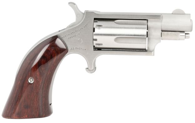 Picture of North American Arms 22MSGBG Mini-Revolver  22 WMR 5 rd 1.13" Barrel, Stainless Steel Barrel/Cylinder/Frame, Exclusive Wood Boot Grip