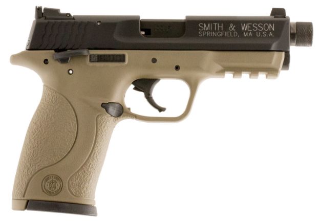 Picture of Smith & Wesson 10242 M&P  Compact Frame 22 LR 10+1 3.60" Black Steel Threaded Barrel & Serrated Slide, Flat Dark Earth Cerakote Polymer Frame w/Picatinny Rail, Ambidextrous