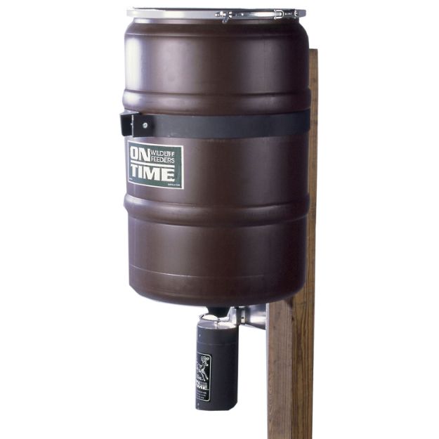 Picture of On Time 50003 Elite Lifetime Fish Feeder Combo 25 Gallon Capacity, Built-In Agitator Rod, Steel Band with Welded Bracket