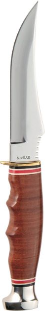 Picture of Ka-Bar 1233 Skinner  4.38" Fixed Skinner Plain Polished 5Cr15MoV SS Blade, Brown Leather Handle, Includes Sheath