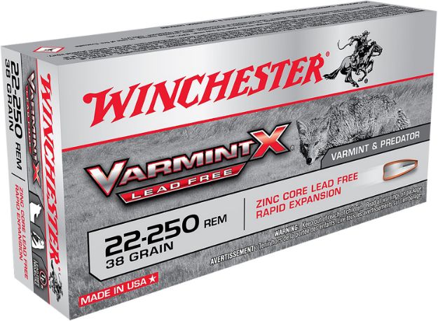 Picture of Winchester Ammo X22250PLF Varmint X  22-250Rem 38gr Lead Free Polymer Tip Rapid Expansion 20 Per Box/10 Case