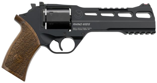 Picture of Chiappa Firearms 340167 Rhino 60DS  Large Frame 9mm Luger 6 Shot, 6" Black Anodized Steel Vent Rib Barrel & Cylinder, Black Anodized Aluminum Frame, Walnut Grip, Concealed Hammer