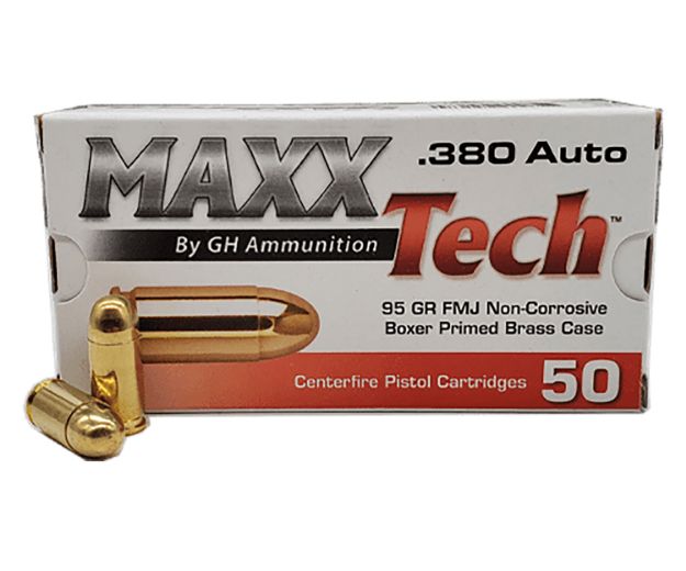 Picture of MaxxTech PTGB380B Brass Pistol  380ACP 95gr Full Metal Jacket 50 Per Box/20 Case