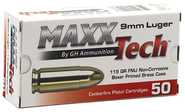 Picture of MaxxTech PTGB9MMB Brass Pistol  9mmLuger 115gr Full Metal Jacket 50 Per Box/10 Case