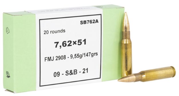 Picture of Sellier & Bellot SB76251 Rifle  7.62x51mmNATO 147gr Full Metal Jacket 20 Per Box/30 Case