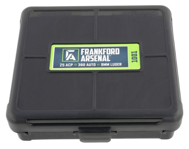 Picture of Frankford Arsenal 1083797 Hinge-Top Ammo Box 9mm/25/380ACP Black Polymer 100rd