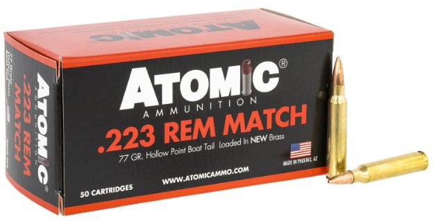 Picture of Atomic Ammunition 00427 Rifle Match 223Rem 77gr Hollow Point Boat Tail 50 Per Box/10 Case