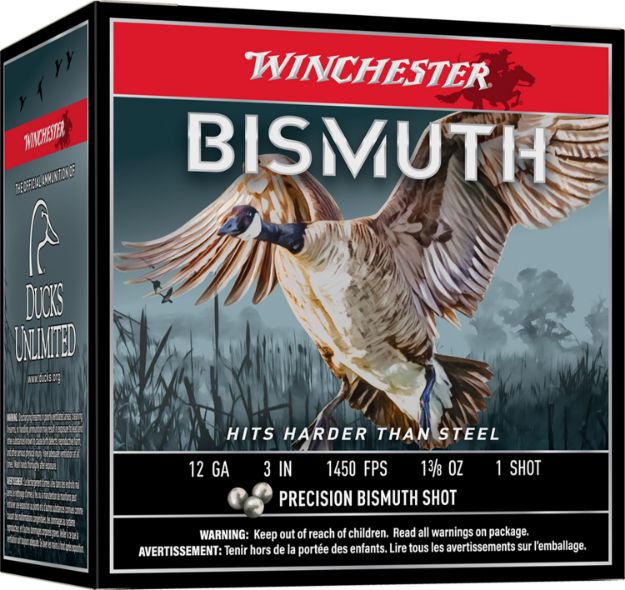 Picture of Winchester Ammo SWB1231 Bismuth  12Gauge 3" 1 3/8oz Tin Plated Bismuth 1Shot 25 Per Box/10 Case