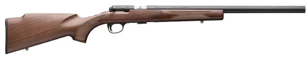 Picture of Browning 025253204 T-Bolt Target SR 22 WMR 10+1 20" Matte Blued Heavy Bull Threaded Barrel, Drilled & Tapped Matte Blued Steel Receiver, Grade I Black Walnut Target Style Fixed w/Raised Comb Stock