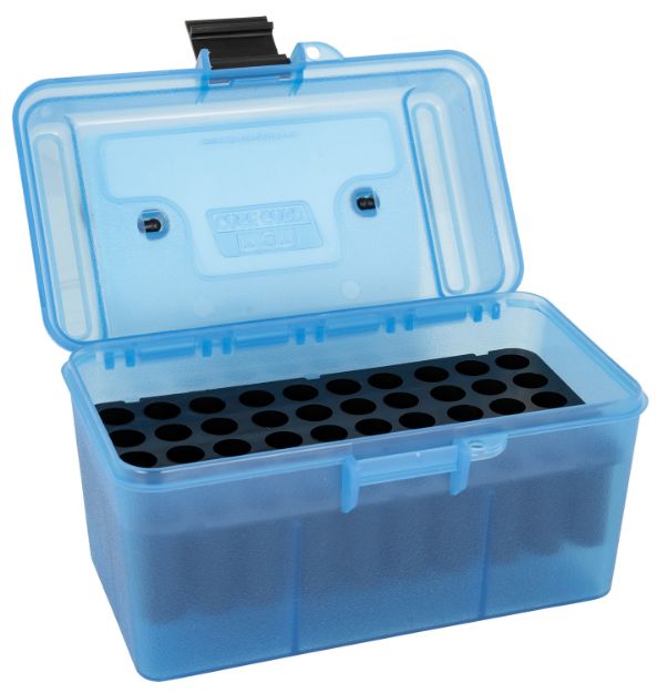 Picture of MTM Case-Gard H50RM24 Deluxe Ammo Box  Rifle Clear Blue Polypropylene 50rd