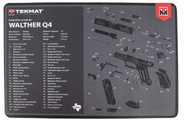 Picture of TekMat TEKR17WALQ4SF Walther Q4 SF Cleaning Mat Walther Q4 SF Parts Diagram 11" x 17"