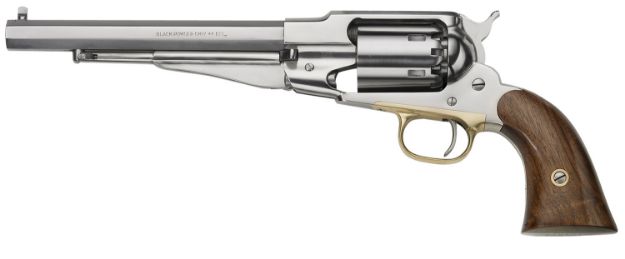 Picture of Pietta PF58SS448 1858 Remington Army 44 Cal 8" 6rd Stainless Steel Frame, Cylinder & Octagon Barrel, Walnut Grip, Brass Trigger Guard