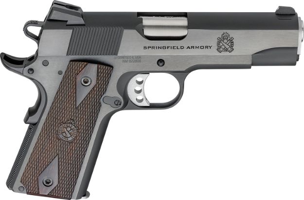 Picture of Springfield Armory PX9417 1911 Garrison 9mm Luger 9+1 4.25" Stainless Match Grade Barrel, Blued Serrated Carbon Steel Slide & Frame w/Beavertail, Thinline Wood Grip, 2 Mags/Case