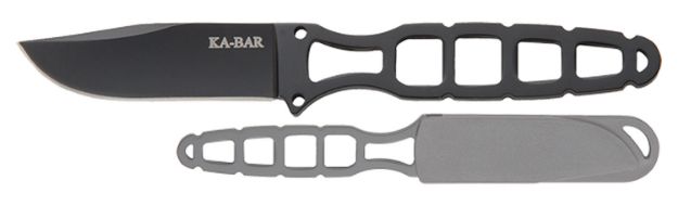 Picture of Ka-Bar 1118BP Skeleton  2.50" Fixed Clip Point Plain Black 5Cr15MoV SS Blade, Black Skeletonized 5Cr15MoV SS Handle, Includes Sheath