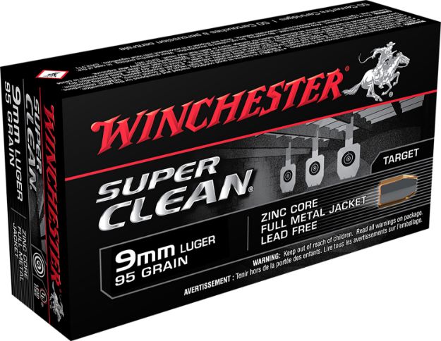 Picture of Winchester Ammo W9MMLF Super Clean  9mmLuger 95gr Lead Free Full Metal Jacket 50 Per Box/10 Case