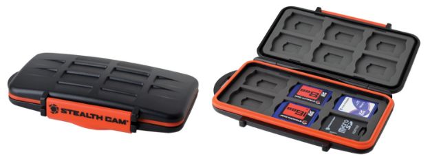 Picture of Stealth Cam STCMCSC Memory Card Storage Case  Black/Red Black/Orange Polycarbonate Includes 12 Full Sized SD Cards