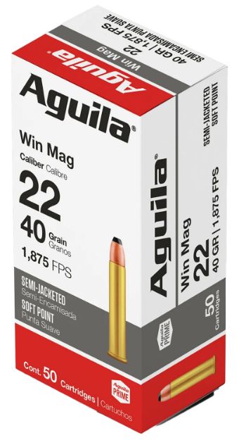 Picture of Aguila 1B222401 Silver Eagle Rimfire 22WMR 40gr Semi Jacketed Soft Point 50 Per Box/20 Case