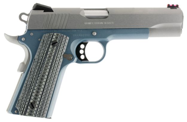 Picture of Colt Mfg O1070CCSBT 1911 Competition 45 ACP Caliber with 5" National Match Barrel, 8+1 Capacity, Blue Titanium Finish Frame, Serrated Stainless Steel Slide, Gray G10 Grip & 70 Series Firing System