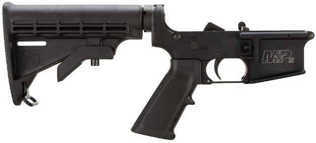 Picture of Smith & Wesson 812002 Assembled Lower Receiver  5.56x45mm NATO 7075-T6 Aluminum Black Receiver, Black Synthetic Collapsible Stock Pistol Grip for S&W M&P15