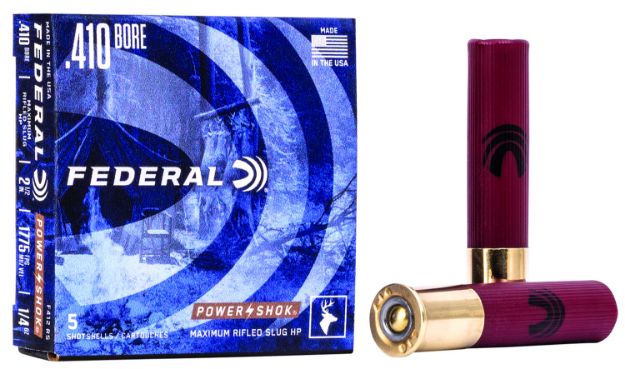 Picture of Federal F412RS Power-Shok Shotshell 410Gauge 2.50" 1/4oz RifledSlug Shot 5 Per Box/50 Case