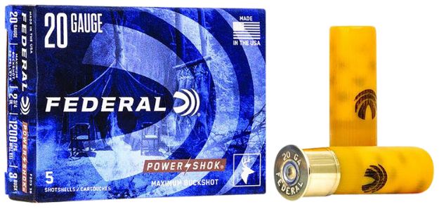 Picture of Federal F2033B Power-Shok Magnum 20Gauge 2.75" 20Pellets 1oz 3BuckShot 5 Per Box/50 Case