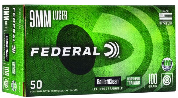 Picture of Federal BC9NT3 BallistiClean Reduced Hazard Training 9mmLuger 100gr Lead Free Frangible 50 Per Box/20 Case