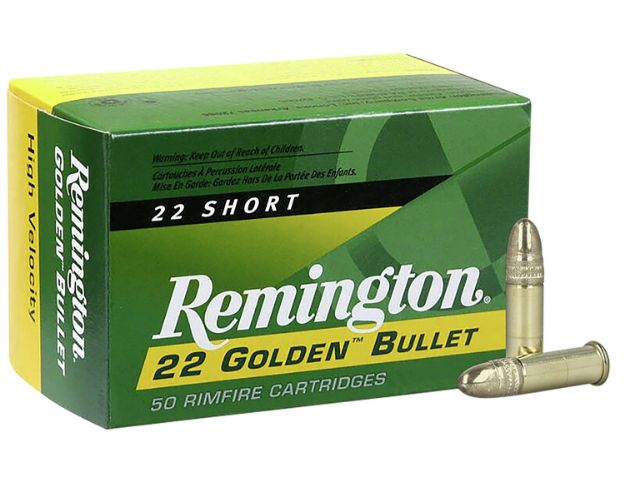 Picture of Remington Ammunition 21000 Golden Bullet  22Short 29gr Plated Lead Round Nose 50 Per Box/100 Case