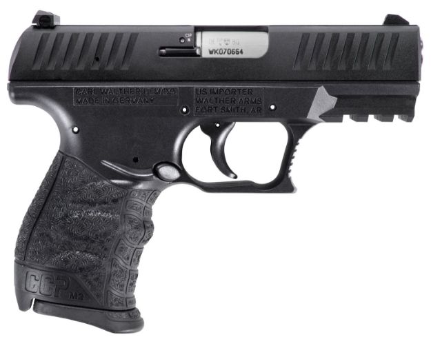 Picture of Walther Arms 5082500 CCP M2 380 ACP 8+1, 3.54" Stainless Steel Barrel, Black Cerakote Serrated Steel Slide, Black Polymer Frame w/Picatinny Rail, Black Finger Grooved Grip, Manual Thumb Safety