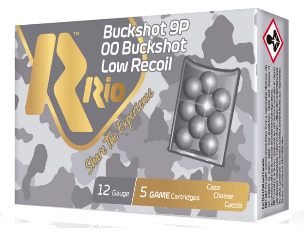 Picture of Rio Ammunition RBLR129 Royal Buck Low Recoil 12Gauge 2.75" 9Pellets 00Buck Shot 5 Per Box/50 Case