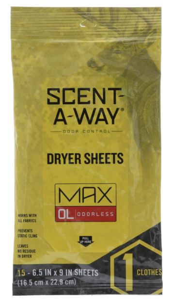 Picture of Scent-A-Way 07707 Max Dryer Sheets Odor Eliminator Odorless Scent Dryer Sheet 15 Per Pkg