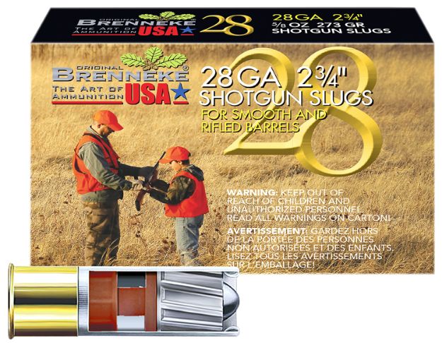 Picture of Brenneke SL282BR Brenneke 28  28Gauge 2.75" 5/8oz Slug Shot 5 Per Box/50 Case