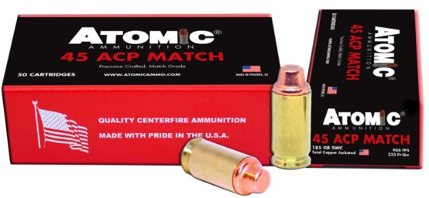 Picture of Atomic Ammunition 448 Match Precision Craft 45ACP 185gr Semi Wadcutter 50 Per Box/10 Case