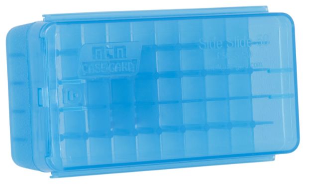 Picture of MTM Case-Gard P50SS9M24 Side-Slide Ammo Box  Multi-Caliber Handgun Clear Blue Plastic 50rd