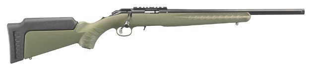 Picture of Ruger 8335 American Rimfire  Sports South Exclusive Full Size 22 WMR 9+1 18" Satin Blued Threaded Barrel, Satin Blued Steel Receiver w/Scope Rail, OD Green Synthetic Adjustable Stock, Right Hand