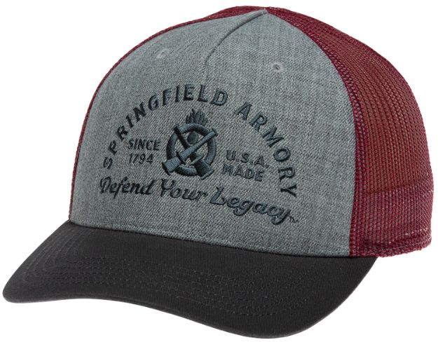 Picture of Springfield Armory GEP2381 Defend Your Legacy Brewery Hat Gray/Graphite/Maroon Adjustable Snapback OSFA Structured