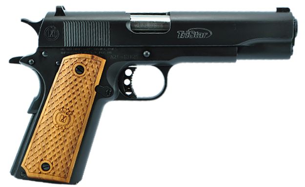 Picture of TriStar 85604 American Classic Government 1911 9mm Luger 10+1 5" Stainless Steel Barrel, Blued Serrated Steel Slide, Blued Steel Frame w/Beavertail, Wood Grip