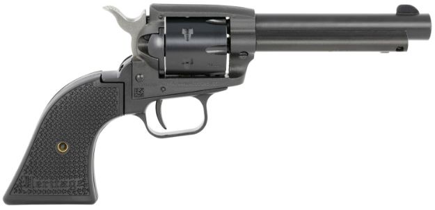 Picture of Heritage Mfg SRR22MBS4PG Rough Rider  22 LR/22 WMR 6 Shot, 4.75" Black Satin Steel Barrel, Frame & Cylinder, Black Polymer Grip, Exposed Hammer