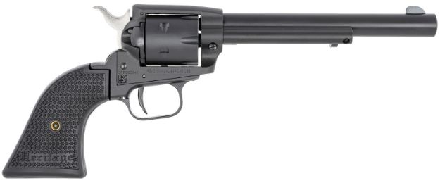 Picture of Heritage Mfg SRR22MBS6PG Rough Rider  22 LR/22 WMR 6 Shot/ 6.50" Black Satin Steel Barrel, Frame & Cylinder, Black Polymer Grip, Hammer/Thumb Safety, Exposed Hammer