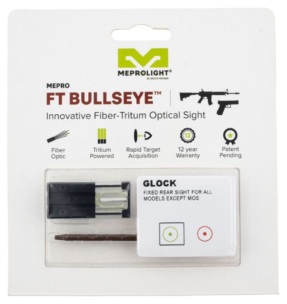 Picture of Meprolight USA 631023108 FT Bullseye Rear Sight  Green Tritium/Fiber Optic Glock  Except MOS