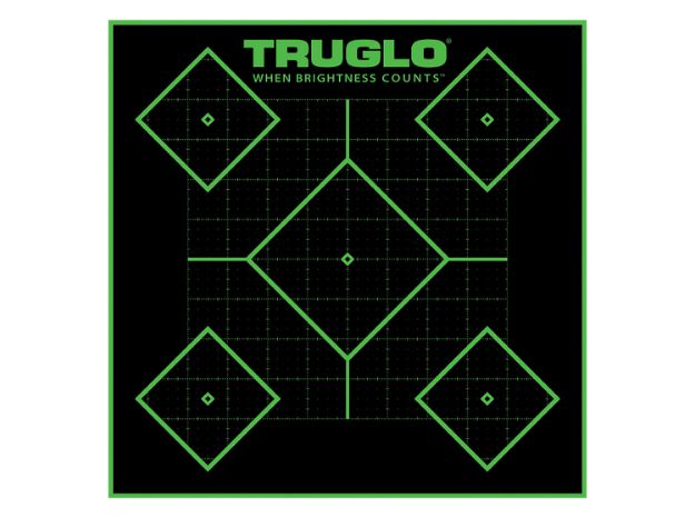 Picture of TruGlo TG14A25BB Tru-See 5- Diamond Target Self-Adhesive Heavy Paper Black/Green 12"x12" 25 Pack