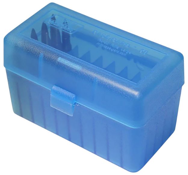 Picture of MTM Case-Gard RSS5024 Ammo Box Flip-Top 6mm PPC/7mm Clear Blue Polypropylene 50rd